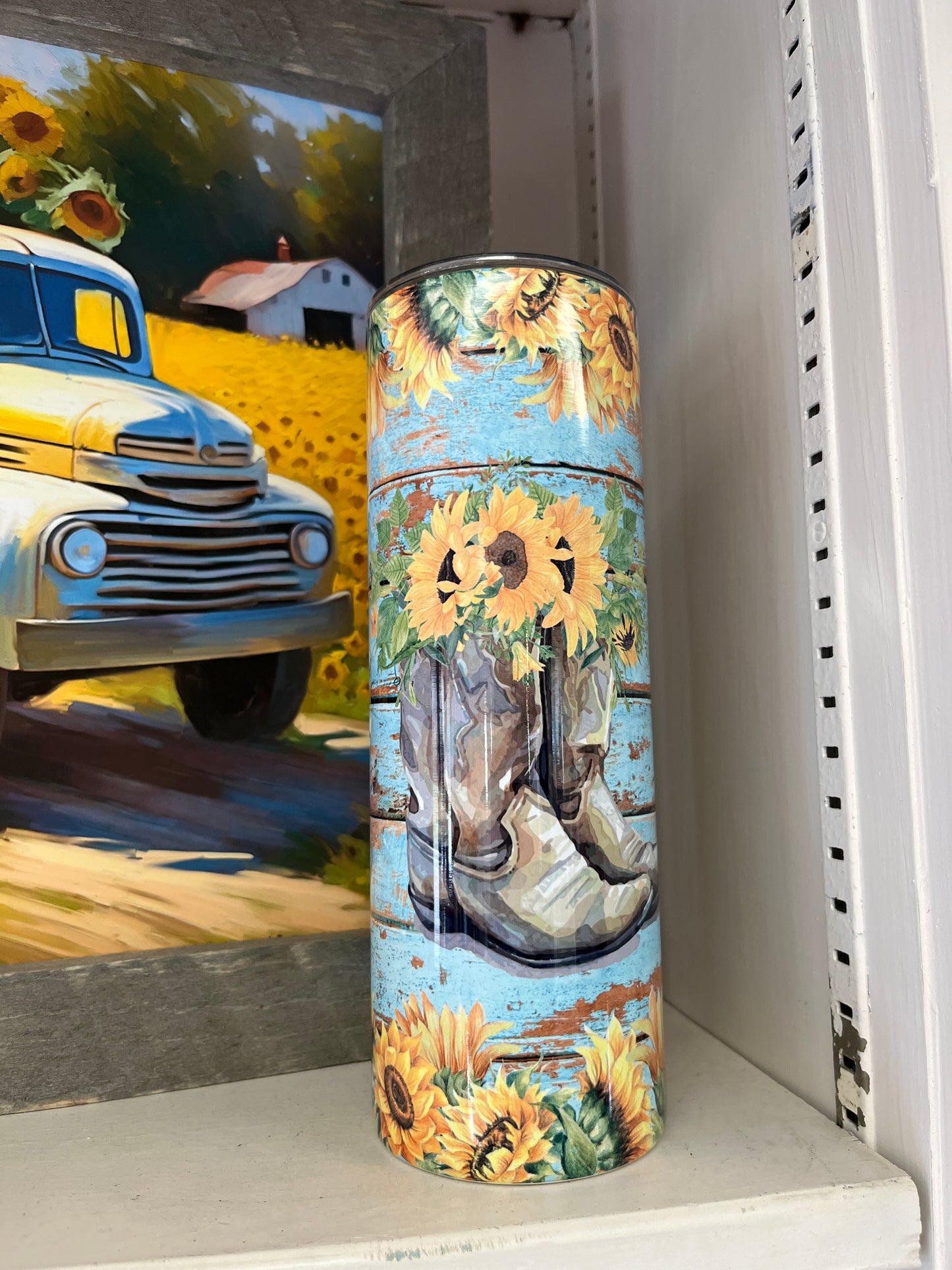 Cowboy boots sunflower cup