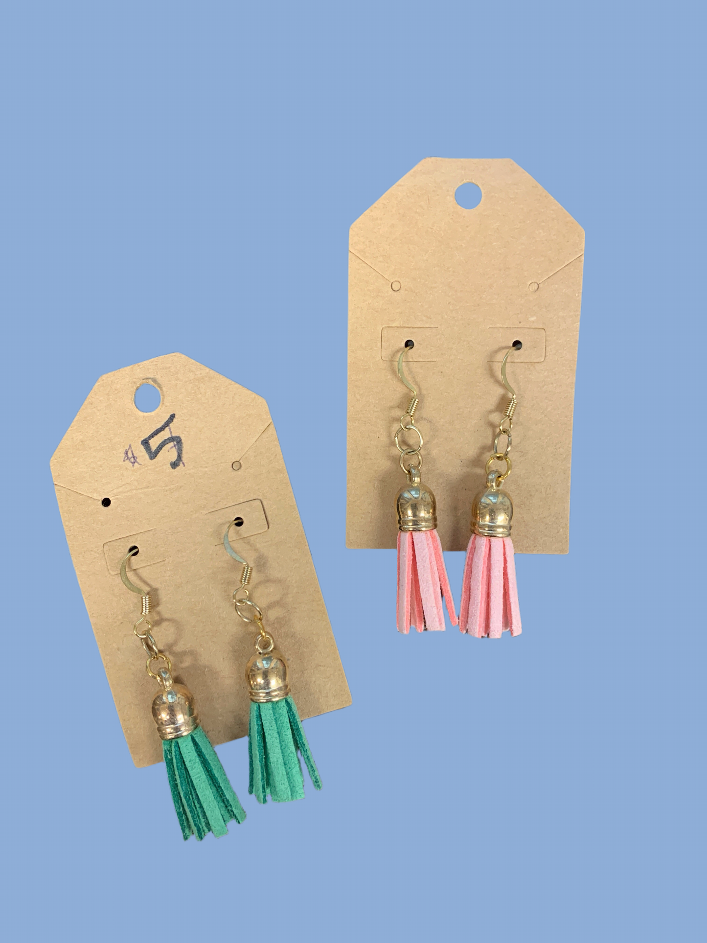 Leather tassel dangle earrings