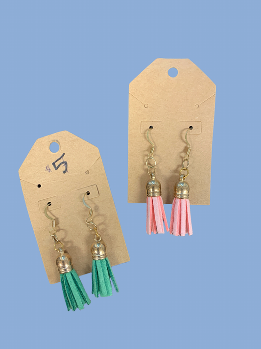 Leather tassel dangle earrings