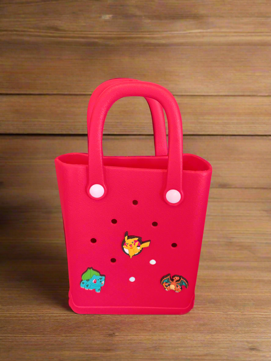 Hot pink Pokémon croc bag