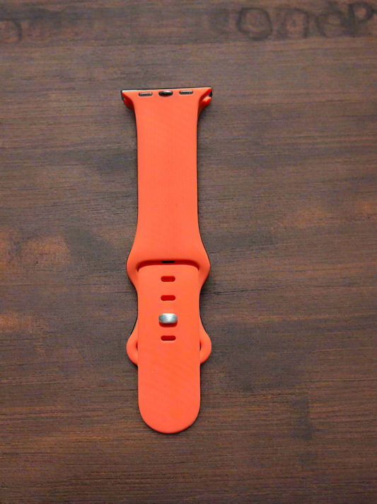 Orange silicone Apple Watch band