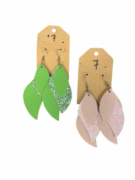 Leather sparkle dangle earrings