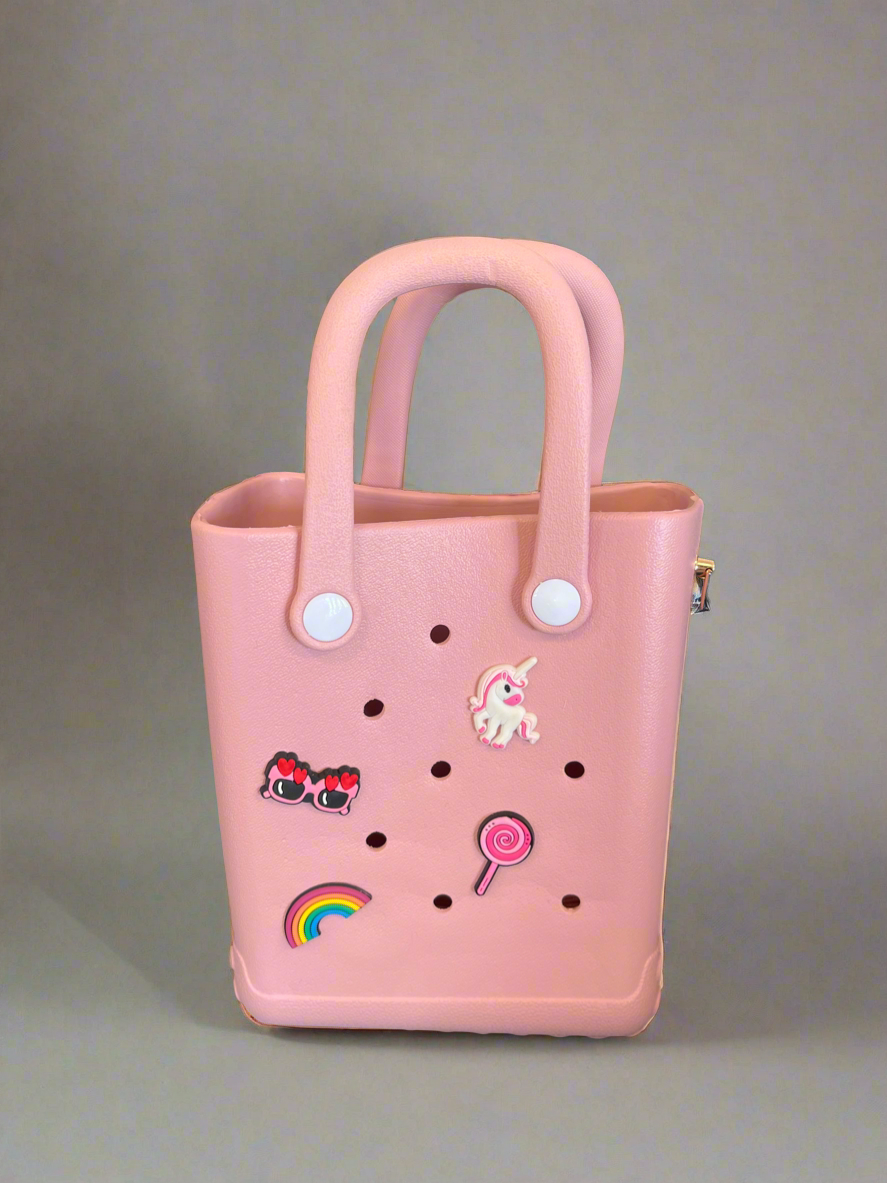 Pink unicorn croc bag