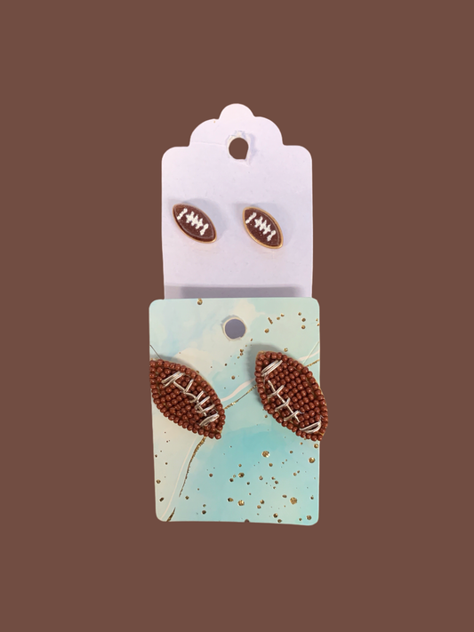 Basic football stud earrings