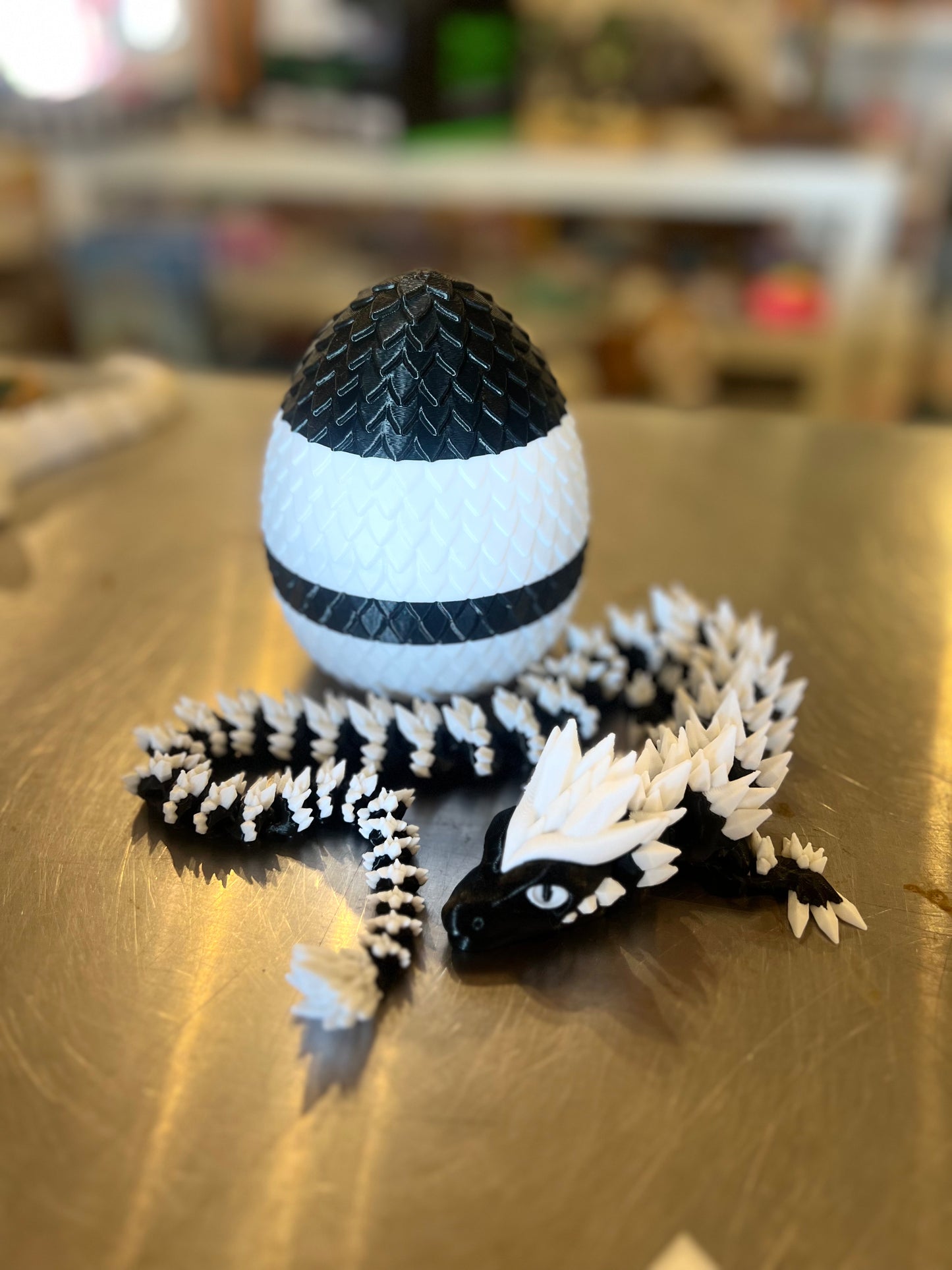 Dragon egg + dragon, LG 3-D printed