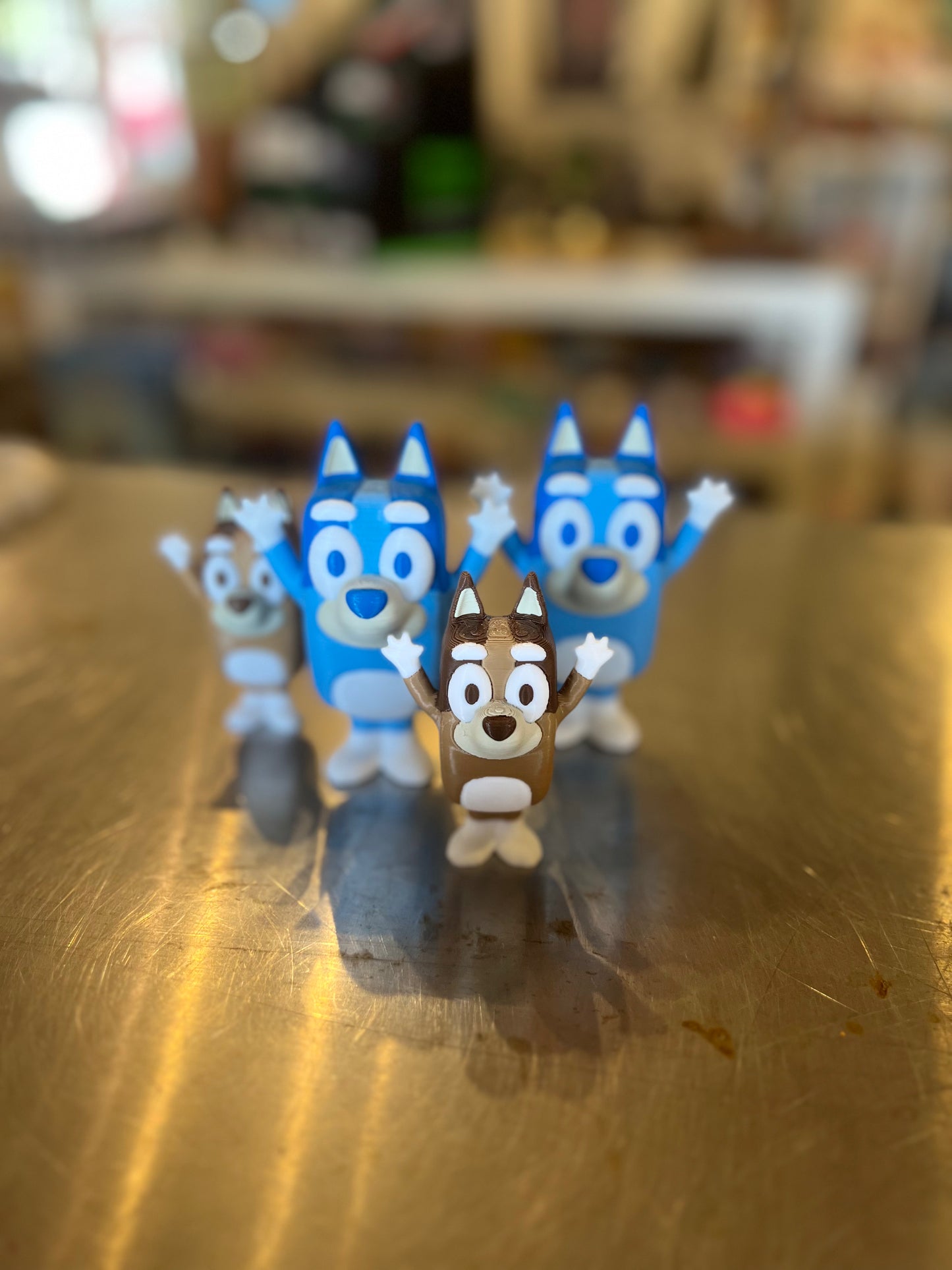 Blue dog, brown dog 3-D printed