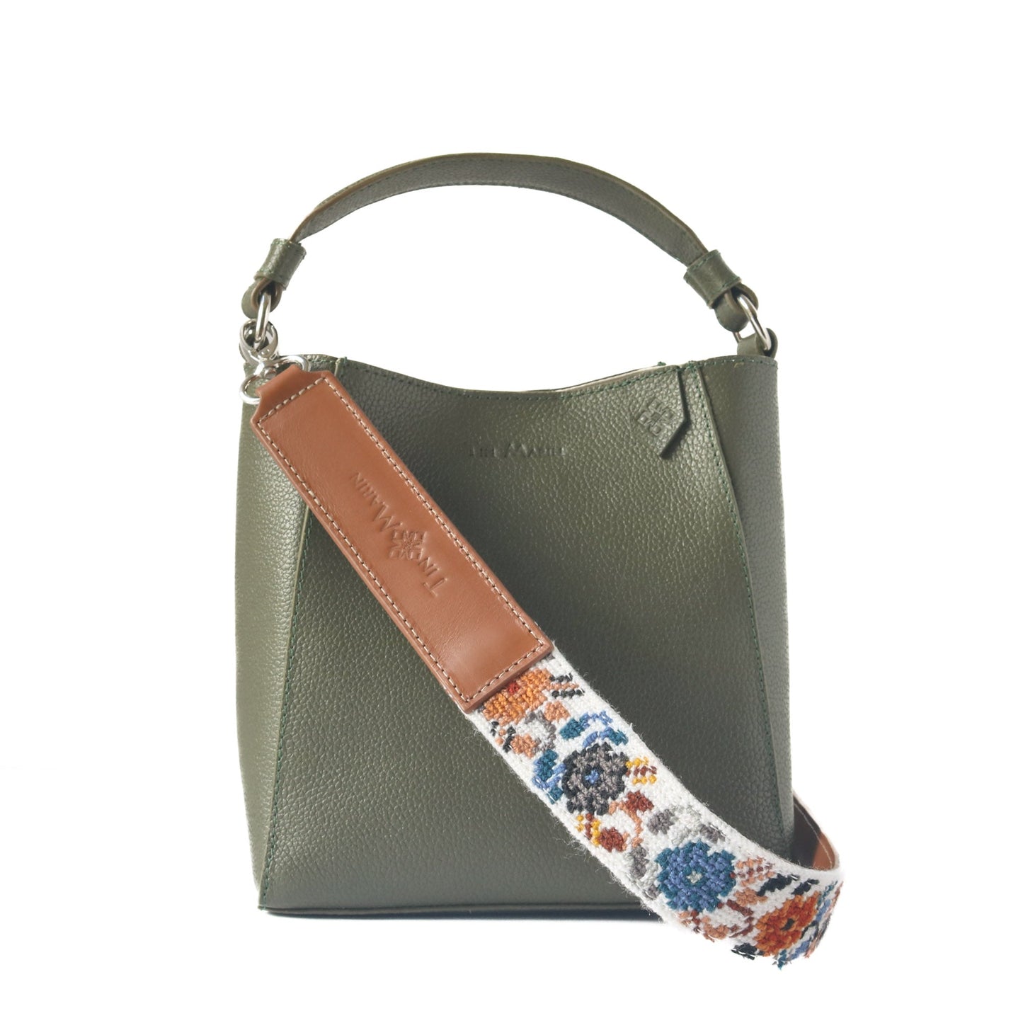 Mai Woven Bag Strap - Flowers Dark with Tan Leather by Tin Marin Brand